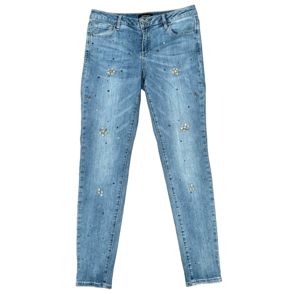 Buffalo David Bitton Women’s Embellished Blue Skinny Stretch Denim Jeans Sz 28